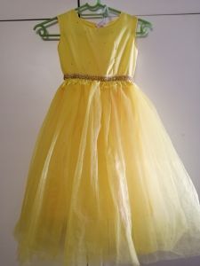 Kids Costumes to Hire - Yellow long Dress with tulle (2)